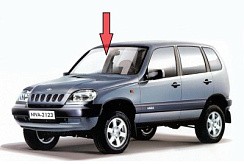 Фото ВАЗ 2123 Стекло ветровое с полосой, тонир., шелкография (Шевроле Нива)