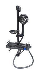 Фото Стойка душевая  SANTREK AQUA-1601 BLACK (высота 600мм) с полочкой (в комплекте душевой шланг и душев