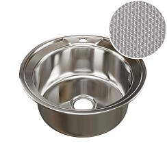 Фото Мойка врезная Круглая D 49 см, 0,8 мм, 180 мм, выпуск 3 1/2, ДЕКОР, сифон, MIXLINE