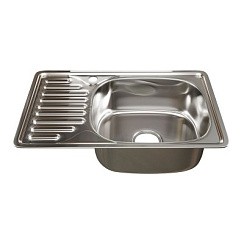 Фото Мойка врезная 42х66 Правая, 0,6 мм, 160 мм, выпуск 3 1/2, сифон, MIXLINE