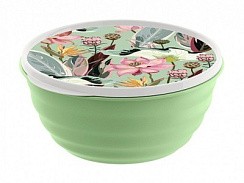 фото Миска Латина 2,1л с крышкой с декором (зеленый)