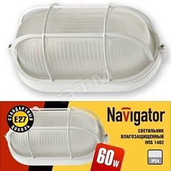 Фото Светильник НПП 1402 бел. овал реш. 60Вт IP54 Navigator 94 801 NBL-O2-60-E27/WH 4607136948013
