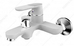 Фото Смеситель д/ванны SL123W-009E одноручковый, Белый/хром, корот. литой излив, РМС