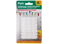 фото Крючки самоклеящиеся, 20 шт, для гирлянд и проводов, прозрачная основа