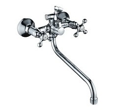 Фото Смеситель д/ванны двуручковый R50123F c S-изливом, (Zn) хром Rainsberg