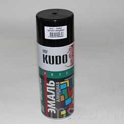 Фото KUDO Краска-спрей черная глянцевая универсальная KU-1002 520 мл
