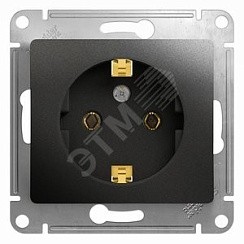 Фото Розетка 1-м с/з в рамку Антрацит GLOSSA GSL000743