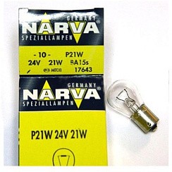 Фото Автолампа P21W 24V 21W BA15s Narva габарит, стопсигнал