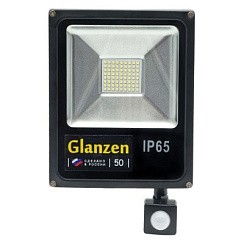 Фото Прожектор светодиодный 50Вт, 6500K c датчиком движения GLANZEN FAD-0013-50