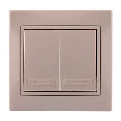 Фото Выключатель 2-кл. СП Мира крем/крем. Lezard 701-0303-101