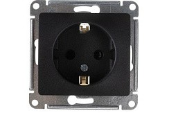 Фото Розетка 1-м с/з в рамку Антрацит со шторками GLOSSA GSL000745