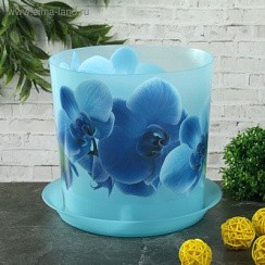 фото Горшок д/цветов"Деко" 2,4л с подставкой,орхидея голубая пластик М3106