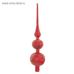 фото Наконечник на ёлку, 38 см, красный, декор посыпка
