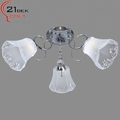 фото Люстра 75595B/3MIX, 3 лампы, Хром/матовые плафоны с нежн.рис., E27, 3х40W