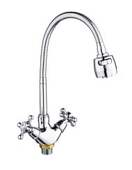 Фото Смеситель д/кухни SL65-279F двуручковый с гибким изливом