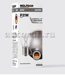 Фото Автолампа P21W 24V 21W BA15s WOLFRAM габарит, стопсигнал