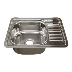 Фото Мойка врезная 48х58 Левая, 0,6 мм, 160 мм, выпуск 3 1/2, сифон, MIXLINE