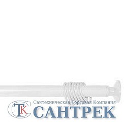 фото Карниз для ванной комнаты Белый прямой С кольцами 1,10-2,00 м