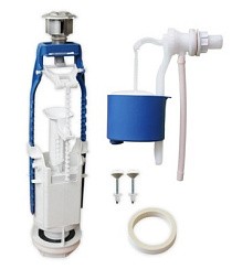 Фото Арматура к смывному бачку 2-х.кноп.Хром,D40, бок.подводка, 2-х ур.слив, АБ 77.54.14.3 "Уклад" 509805