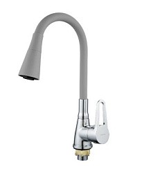 Фото Смеситель д/кухни одноручковый с гиб. изл. R0693F-5 серый  Rainsberg