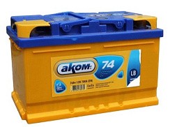 Фото АКБ 74а/ч о/п 700А АКОМ низкий (L=278; b=175; h=175)
