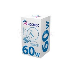 Фото Лампа накал. 60вт Е27 прозр. Космос инд.упак. LKsmSt55CL60E27v2