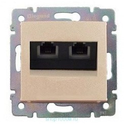 Фото Механизм розетки информ. 1-м 2хRJ45 5Е UTP сл. кость, VALENA Leg 774131