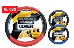 Фото Оплетка руля (M) Autoluxe AL-035 красная (2-х цветная эко-кожа)