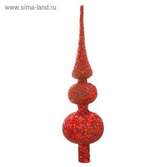 фото Наконечник на ёлку 30 см, красный, декор посыпка, пластик
