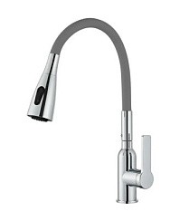 Фото Смеситель д/кухни Yindaf Y49159-17, с высоким силиконовым изливом, 35 мм, Серый, Латунь