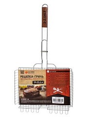 Фото Решетка-гриль глубокая 1-2.SALE 35*25*6см /дл.65см (4.5/2.8/1.8мм), хром.сталь/дер.