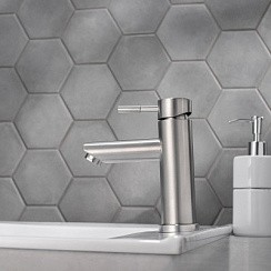 Фото Смеситель д/умывальника SUS124-001F одноручковый, Нержавеющая сталь, РМС