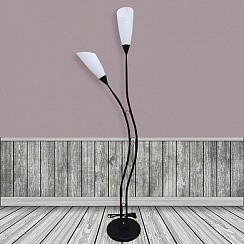 фото Торшер 8811/2 черный/белый плафон пластик 2x60W E27 h1680, BTH18 РАСПРОДАЖА
