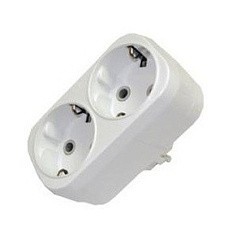 Фото Тройник на 2 гнезда, с заземл., плоский 16А UNIVersal А302