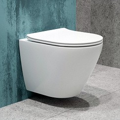 Фото Унитаз подвесной K505 безободковый, сиденье тонкое ДП, крепления