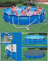 Фото Бассейн каркасн. круглый 457х122 см. Intex Metal Frame, фильтр-насос + аксессуары