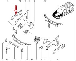 Фото .Усилитель панели брызговика ЛАДА ЛАРГУС правый «АВТОВАЗ»