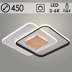 фото Люстра LI08000/450 PR WT+BK+WOOD белый/черный/дерево 110W LED 3000K-6000K d450 ПДУ(ИК) диммер, HN24