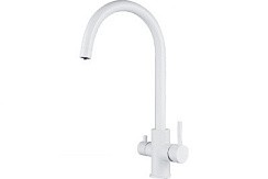 Фото Смеситель д/кухни T60203CK одноручковый с фильтром на гайке, Ø35, (SUS-304) БЕЛЫЙ  OUTE