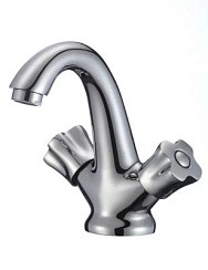 Фото Смеситель д/умывальника SL116-161 двуручковый, хром, шпилька, РМС