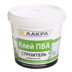 Фото Клей ПВА универсальный Лакра Строитель 0,9кг Л-С