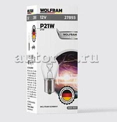 Фото Автолампа P21W 12V 21W BA15s WOLFRAM габарит, стопсигнал
