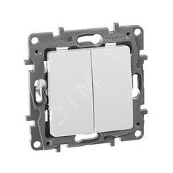 Фото Выключатель 2-х кл. в рамку, Белый, безвинт. зажимы 10AX, ETIKA