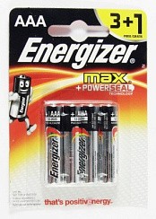 Фото Батарейка AAA 4шт. Energizer MAX E92 BP4 3+1 FREE