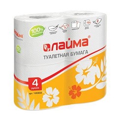 фото Туалетная бумага ЛАЙМА  белая 4 шт. 2-х слойная,