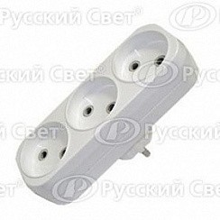 Фото Тройник на 3 гнезда, без заземл., плоский, UNIVersal А203