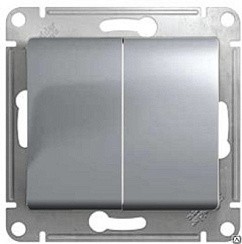 Фото Выключатель 2-кл. в рамку алюм. ах.10 GLOSSA GSL000351