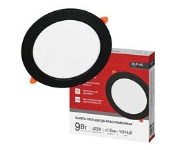 фото Светильник светодиодный RLP-VC 940BL 9Вт 4000К IP40 630лм 230В 118мм круглый встраив. панель черн.