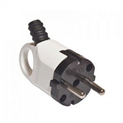 Фото Вилка электрич. с заземл. угл. Белая с ушком 16А А112 UNIVersal