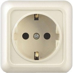 Фото Розетка 1-м о/у б/з "Олимп" 16А ,220В сл.кость "UNIVersal" Б-О0022